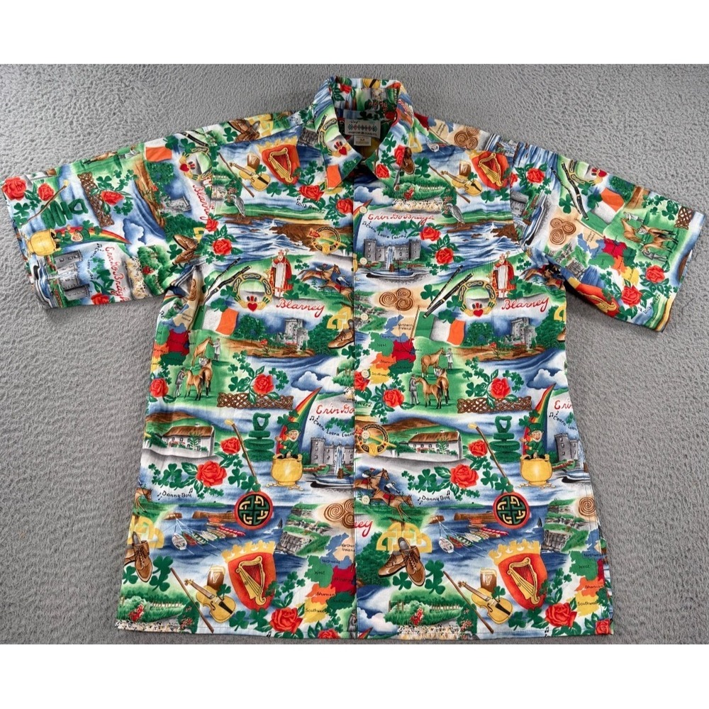 Reyn Spooner Joe Kealoha Hawaiian Shirt Mens Medium Short Sleeve Irish Ireland